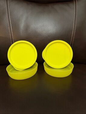 Tupperware Neon Yellow food containers 4 pcs